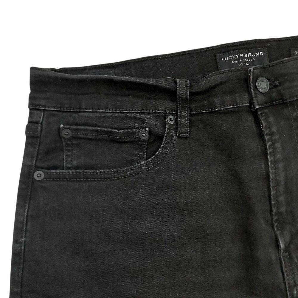 Lucky Brand 410 Athletic Straight Jeans Mens 36x33 Black Fit Stretch Denim - Picture 4 of 12